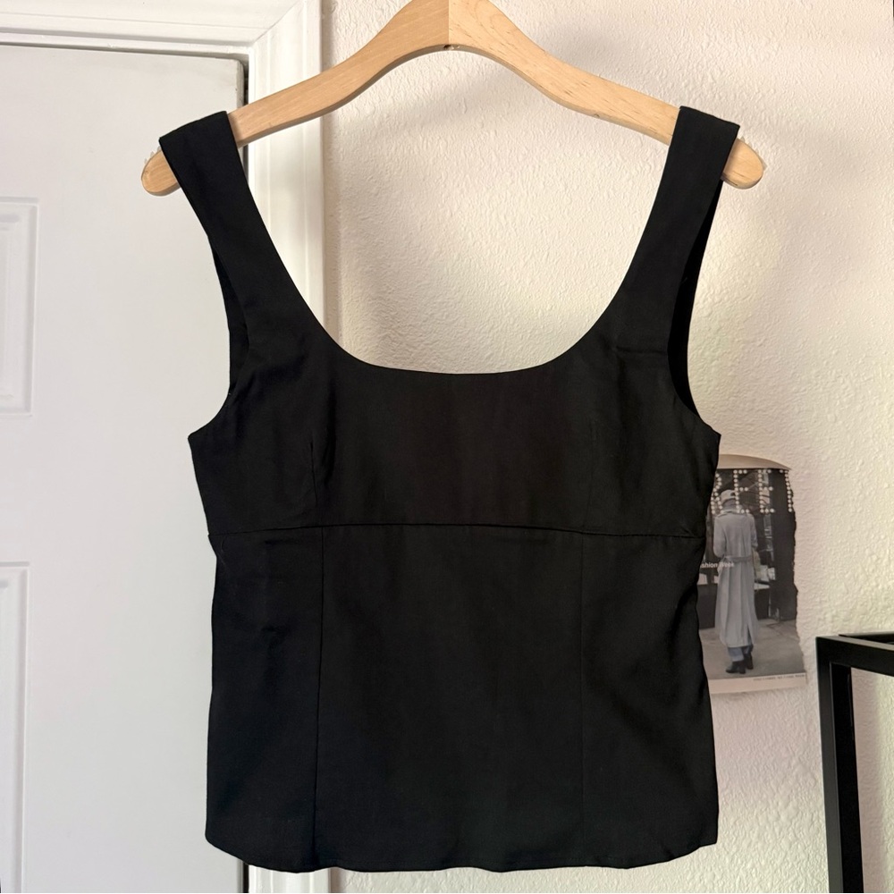 NWT PALISADE Los Angeles black square‎ neck sustainable cropped tank top